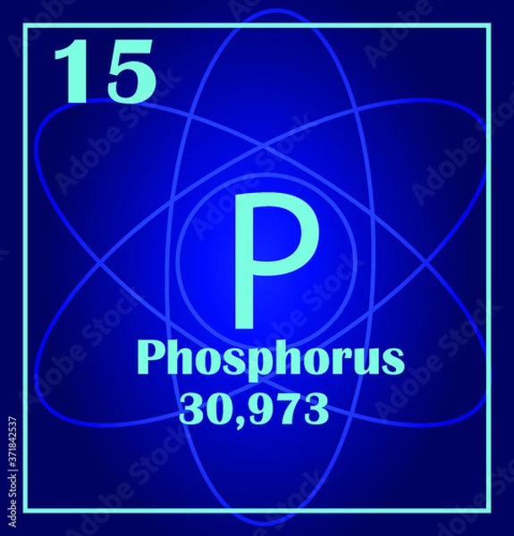 Fototapeta Simple style tile icon. Chemical element of periodic table. Atom on a blue background