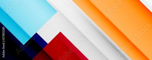 Fototapeta Geometric abstract backgrounds with shadow lines, modern forms, rectangles, squares and fluid gradients. Bright colorful stripes cool backdrops