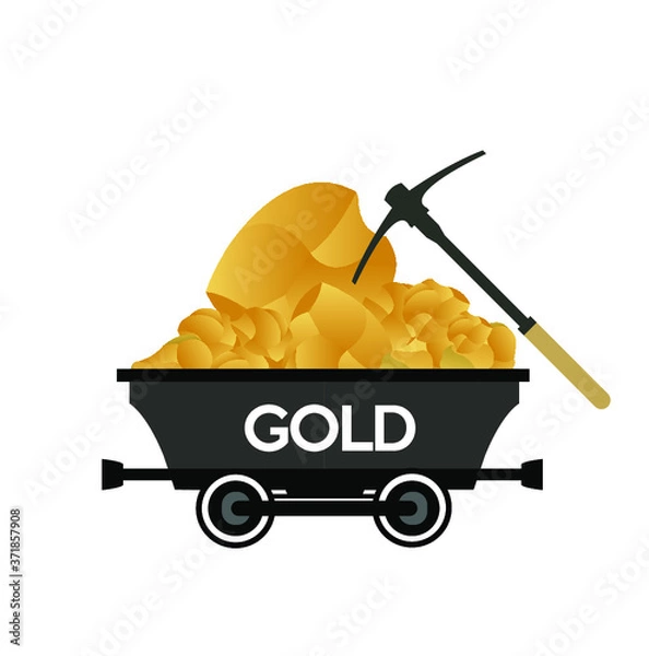 Obraz Gold rock,wagon with pickax