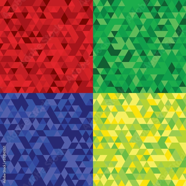 Obraz Four color triangles - abstract geometric background. Vector illustration