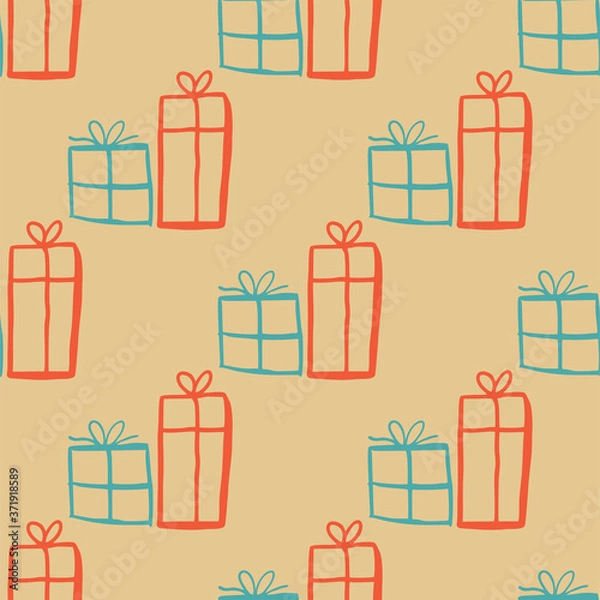 Fototapeta Seamless vector of present or gift box on pastel background for making many kinds of online or printed media for winter or coming season's greeting