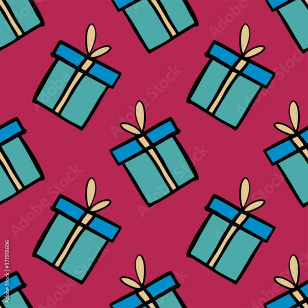 Fototapeta Seamless vector of present or gift box on pastel background for making many kinds of online or printed media for winter or coming season's greeting
