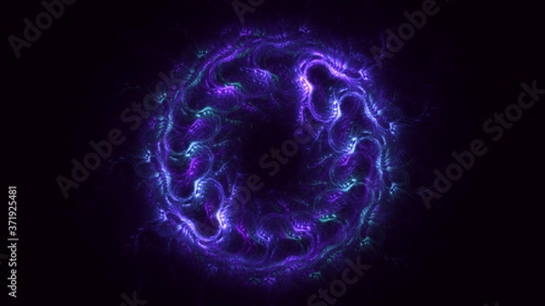 Fototapeta 3D rendering abstract multicolored fractal light background with bright center