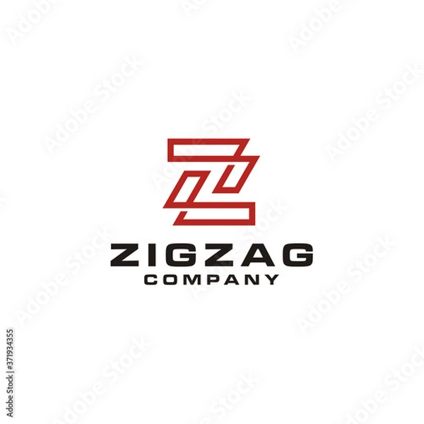 Fototapeta Initial Letter Z Zigzag with simple modern line style logo design