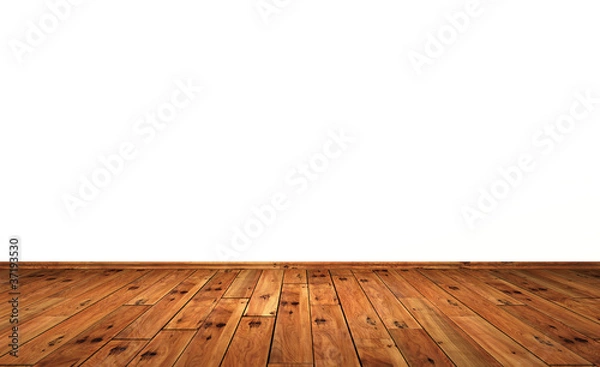 Obraz Weisse Wand mit Holzboden - Eiche mit Astlöchern