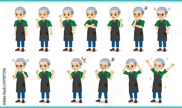 Fototapeta エプロンを着た年配の男性