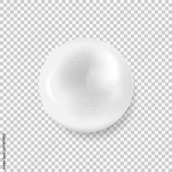 Fototapeta Shiny realistic white pearl icon on white background isolated on white background. Vector illustration.
