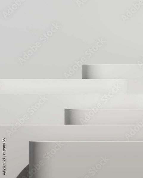 Fototapeta Minimalne tło kosmetyczne do prezentacji produktu. Szare podium kolor gradientu z białym tłem. Ilustracja renderowania 3D. Zawiera ścieżkę przycinającą izolowanego obiektu.