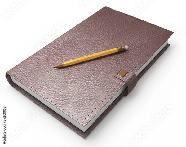 Fototapeta notebook and pencil on white