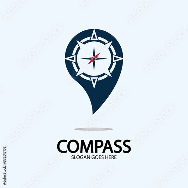 Fototapeta Geolocation point with compass logo illustration design concept vector