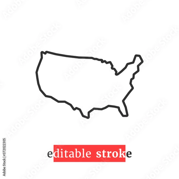 Fototapeta minimal editable stroke usa map icon