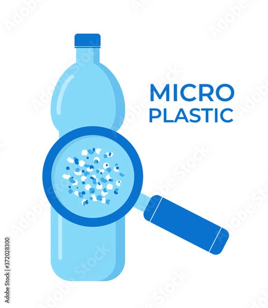 Fototapeta Micro plastic pollution concept. Microplastic in water. Vector illustration.