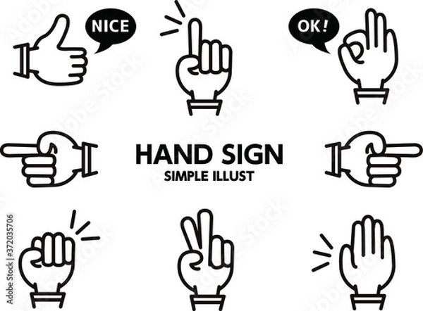 Fototapeta ハンドサイン、手の矢印