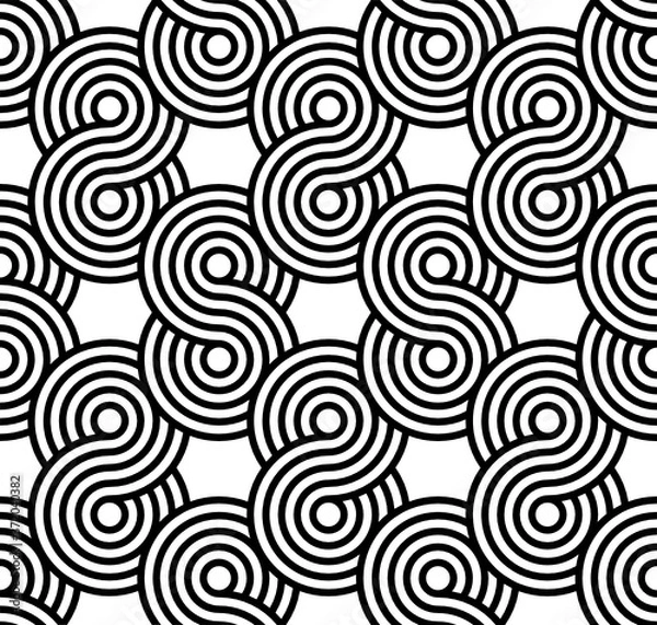 Fototapeta Vector geometric texture. Monochrome repeating pattern with circles.