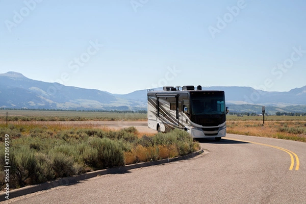 Fototapeta An RV parked in Jackson Hole Wyoming