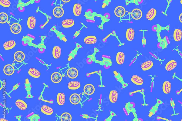 Obraz Bike scooter seamless vector pattern