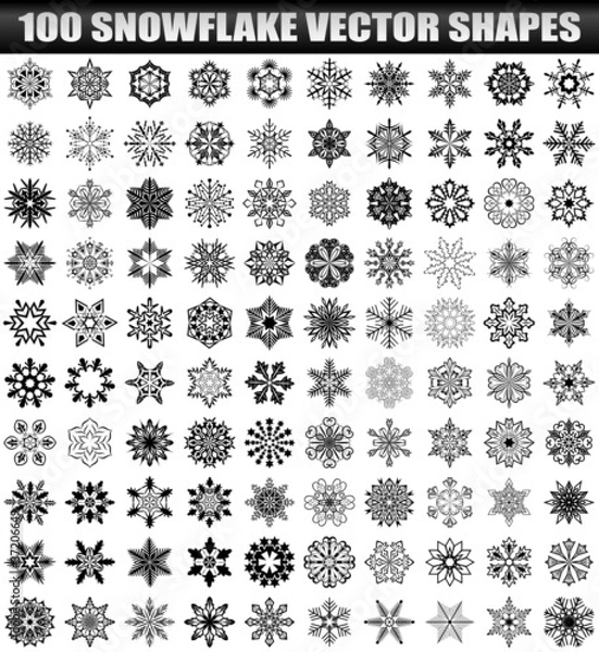 Obraz 100 vector snowflake shapes