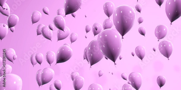 Obraz Pink Violet baloons background 3d rendering