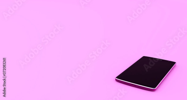 Obraz Smartphone close-up pink color connected 3d concept 3d rendering