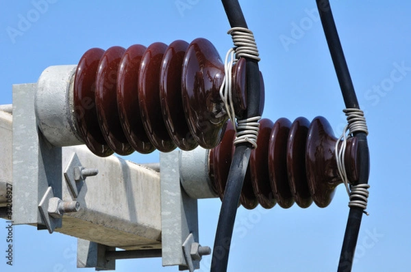 Fototapeta Power lines and insulators