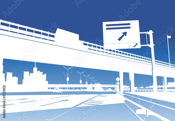 Obraz Freeway Interchange on the blue sky, Moscow