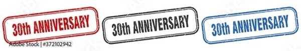 Fototapeta 30th anniversary square isolated sign set. 30th anniversary stamp