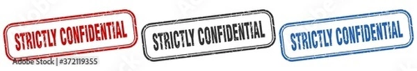 Fototapeta strictly confidential square isolated sign set. strictly confidential stamp