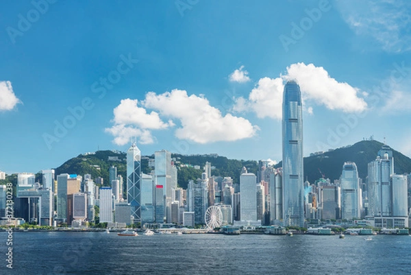 Fototapeta Panorama of Victoria Harbor of Hong Kong city