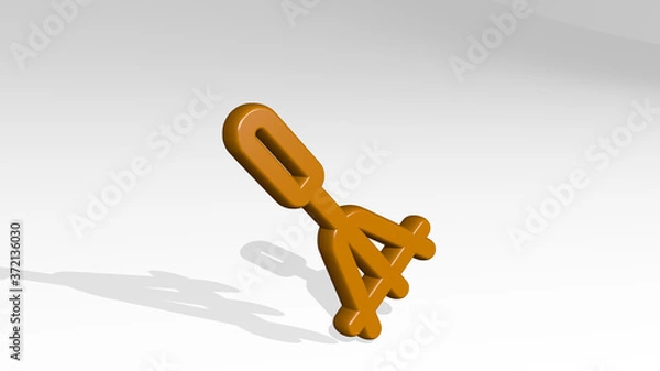 Fototapeta gardening digging fork 3D icon casting shadow, 3D illustration for background and green