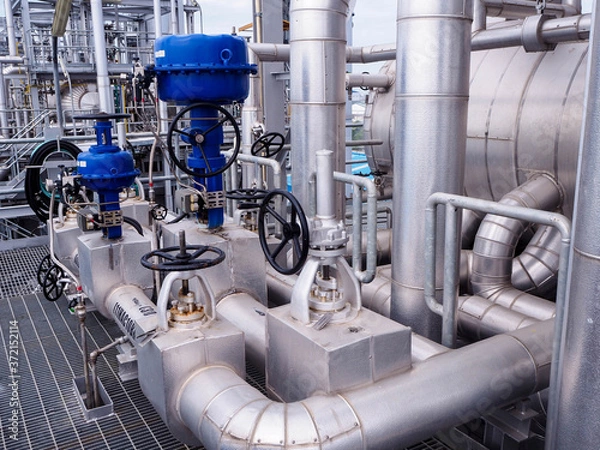 Fototapeta Control valve for control flow and pressure of process condition such water, steam and gas which popular apply to install in industrial, power plant, chemical, oil and gas.