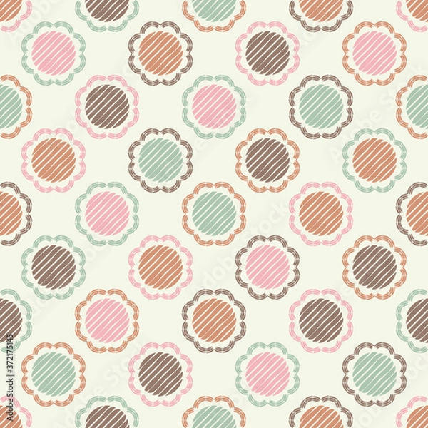 Fototapeta Mosaic with geometric shapes. Seamless pattern. Design with manual hatching. Textile. Ethnic boho ornament. Vector illustration for web design or print.