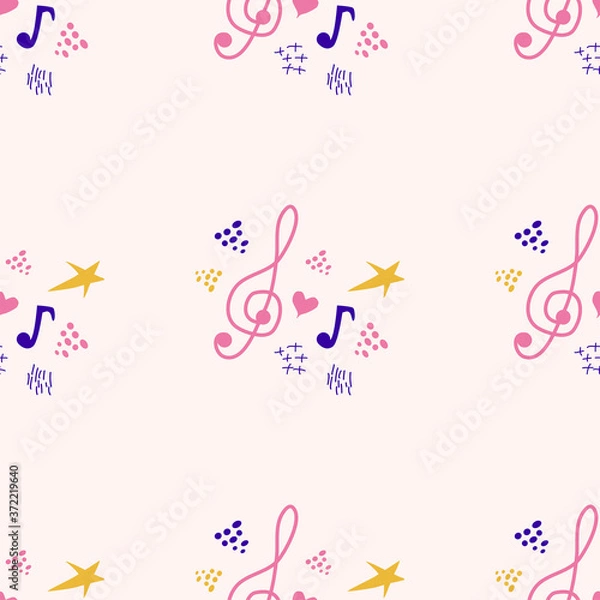 Fototapeta Abstract music notes seamless pattern background. musical melody decoration