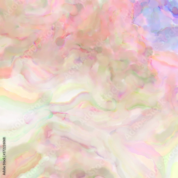 Fototapeta Watercolor abstract painting with pastel colors. Soft color painted illustration of calming composition for poster, wall art, banner, card, book cover or packaging. Modern brush strokes painting.