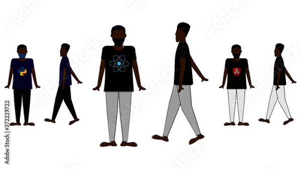 Fototapeta Programmers with programming language t-shirt