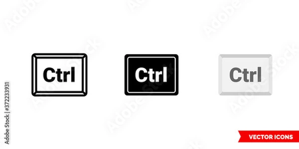 Fototapeta Ctrl button icon of 3 types color, black and white, outline. Isolated vector sign symbol.