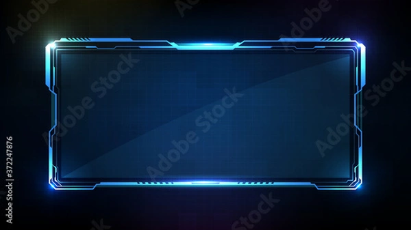 Fototapeta streszczenie futurystycznym tle niebieskiej świecącej technologii sci fi ramki hud ui