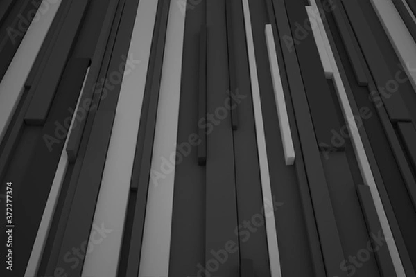 Fototapeta Geometrical shapes background. Black and white minimalist tech wall. Abstract 3D backdrop.