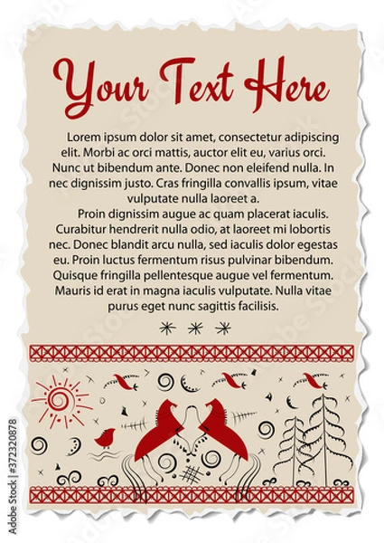 Obraz Frame with Northern folk ornaments, russian north, vector illustration