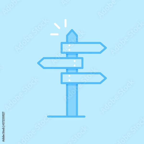 Fototapeta Decision Signpost Blue Vector Icon Background