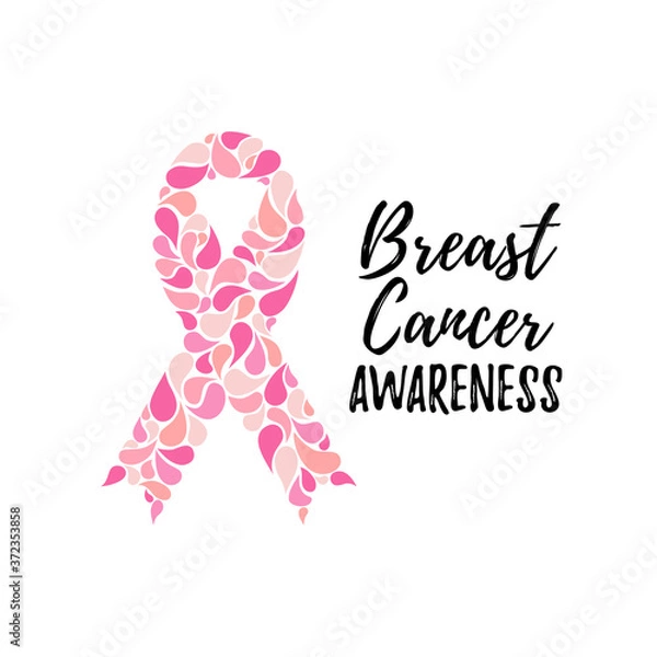 Fototapeta Breast cancer pink ribbon awareness month vector grsphic illustration