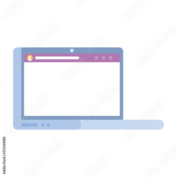 Fototapeta open laptop computer device technology isolated on white background