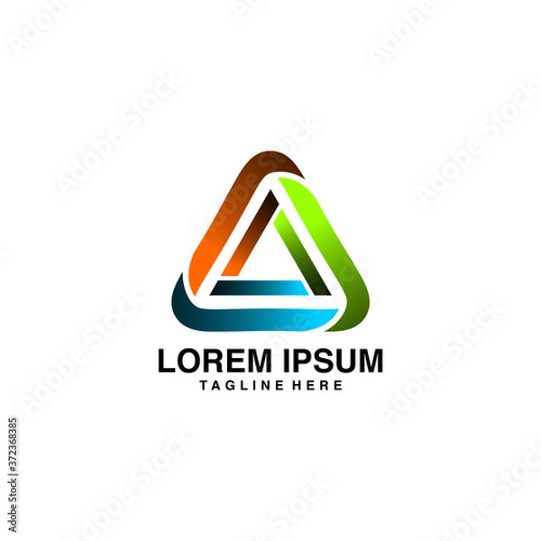 Fototapeta Triangle With Gradient Color Logo Vector Illustration Icon