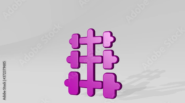 Fototapeta fitness dumbells sizes 3D icon casting shadow, 3D illustration for exercise and woman