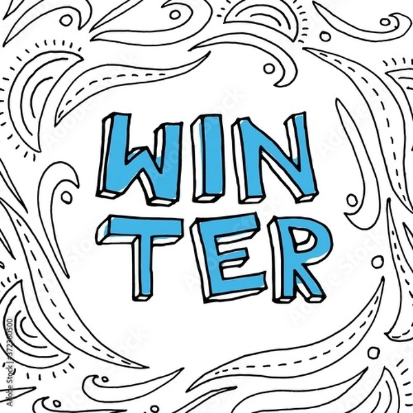 Fototapeta Square size hand-drawn doodle style poster.