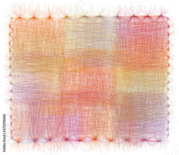 Fototapeta Decorative colorful vivid grunge striped lacy napkin, serviette, carpet, tapestry witn fringe isolated on white