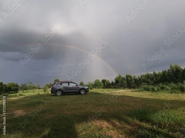 Obraz Rainbow on the car after the rain