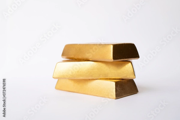 Obraz Gold bars isolated on white background.
