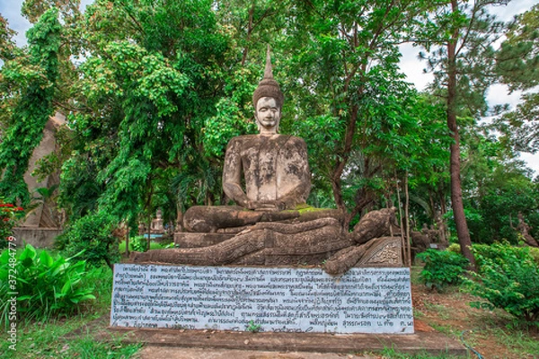 Fototapeta The background of the important religious sites in Nong Khai Province of Thailand (Sala Keo Kou) has Buddha images, statues, sculptures and history for tourists to study while traveling.