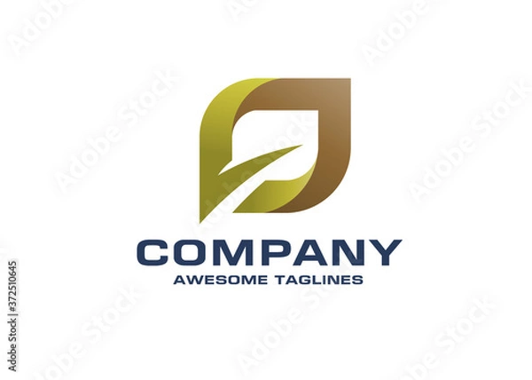 Fototapeta creative Green leaf logo square style design template.