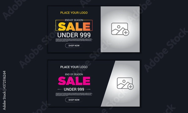 Fototapeta Summer big sale web banner post tempalte,typography poster, with flamingo and Summer Sale Banner, Template Background. Vector Illustration
